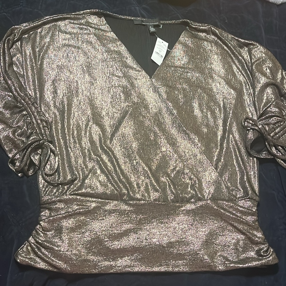 WHBM Metallic Surplice Top - Picture 6 of 8